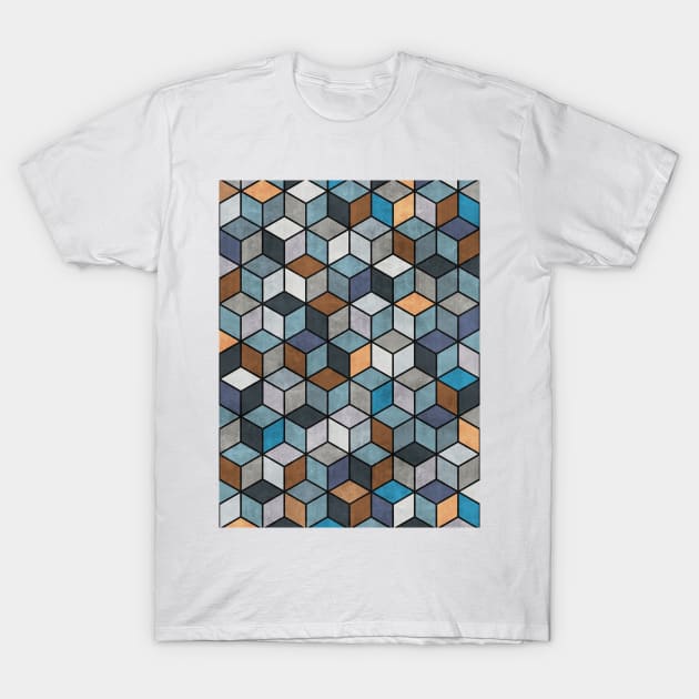 Colorful Concrete Cubes - Blue, Grey, Brown T-Shirt by ZoltanRatko